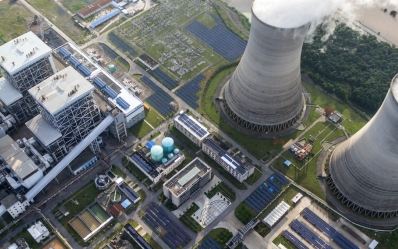 overhead images of nuclear plant