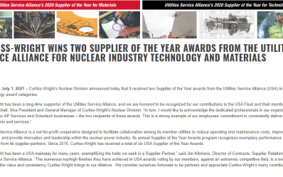 Curtiss-Wright USA Supplier of the Year Award article preview